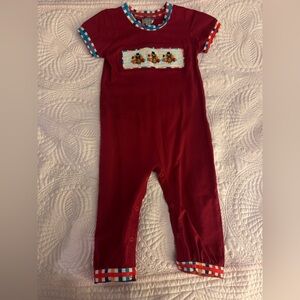 Red Kids Bottoms with Embroidered Detail